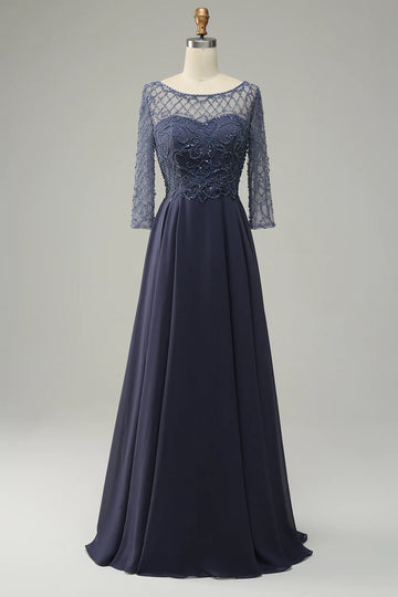 Perlage Manches Longues Robe de Mère de mariée